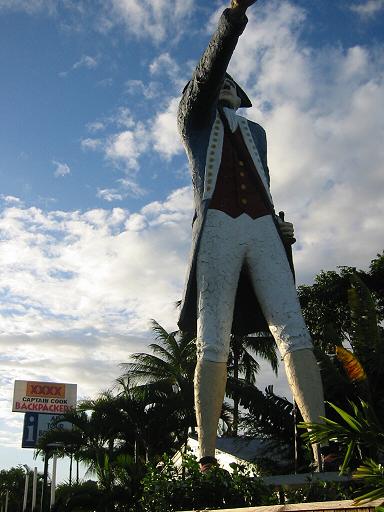 The mascot of the Captain Cook Backpackers Inn. Not easy to miss.